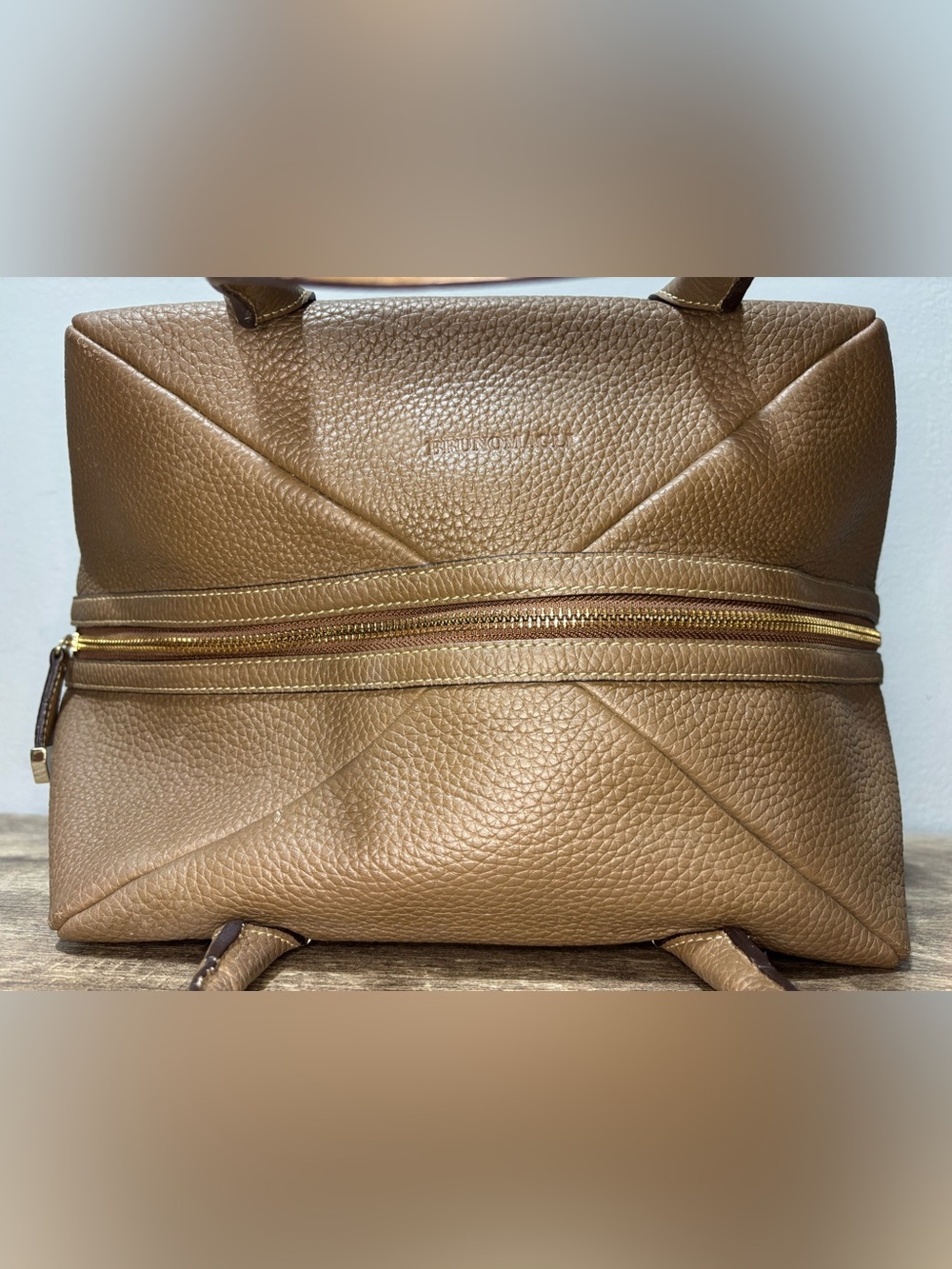 Bruno Magli Pebbled Leather Satchel in Taupe - Picture 11 of 16